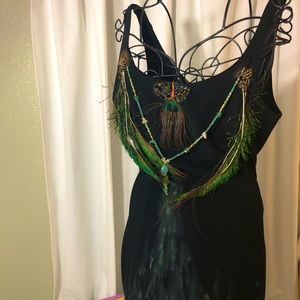 LBD Black Green Peacock Custom Dress
